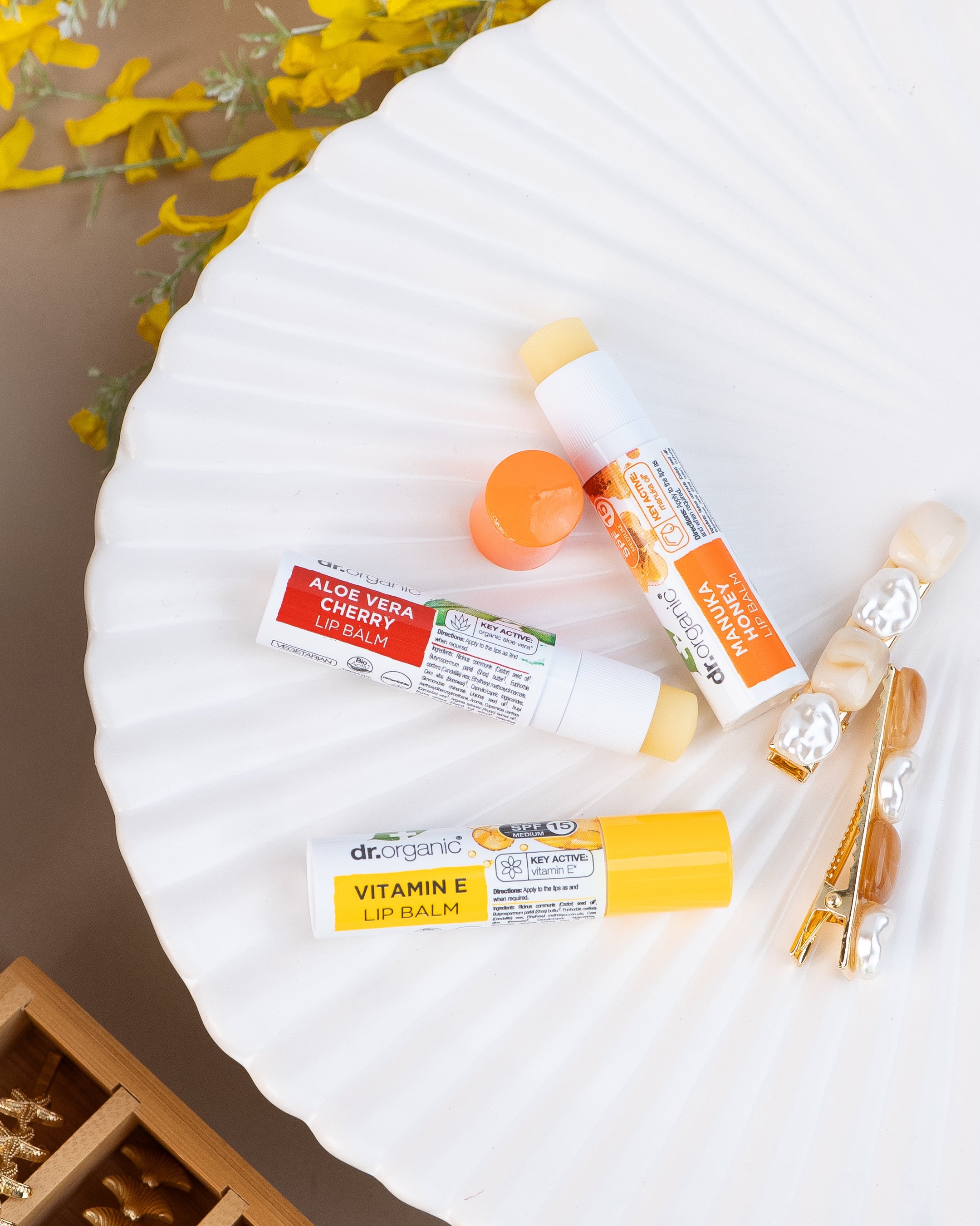 Lip Balm Trio with Aloe & Cherry, Vitamin E and Manuka