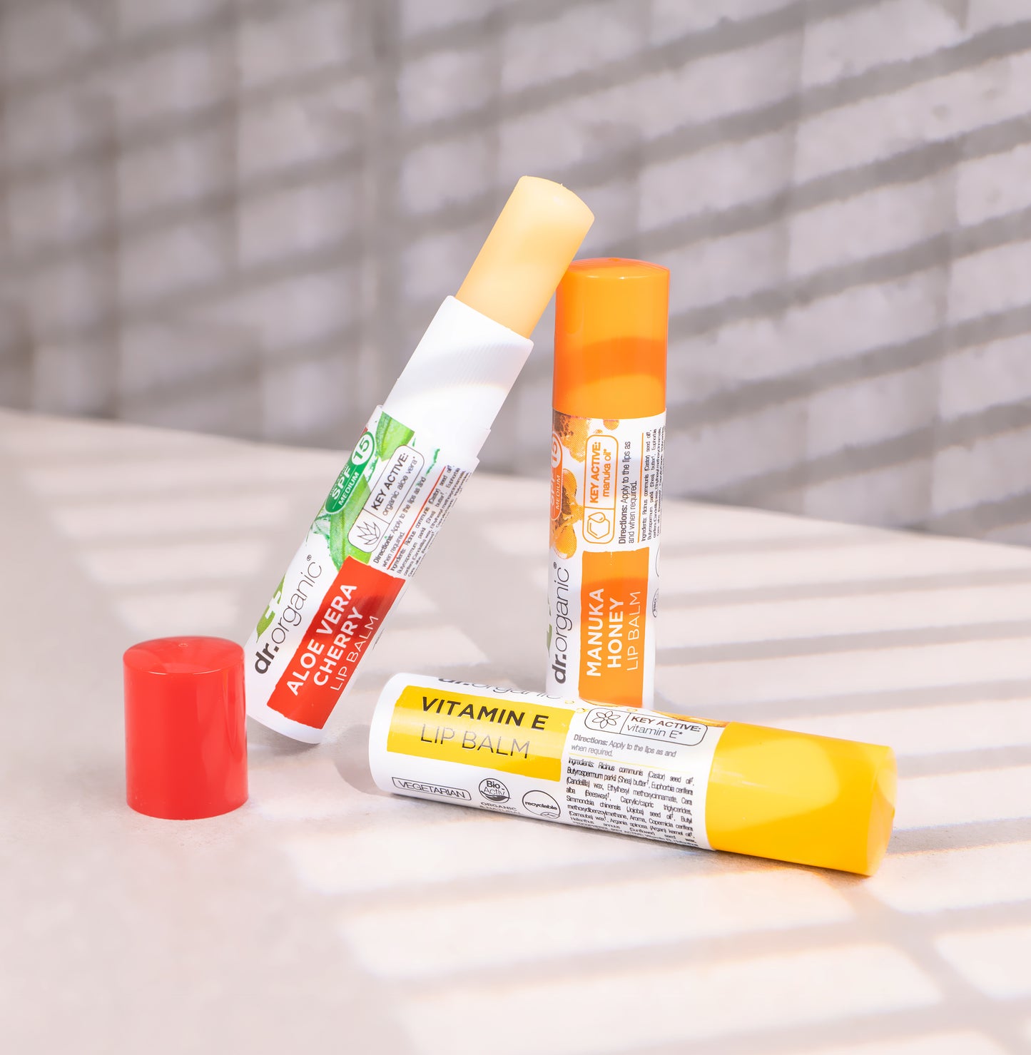 Lip Balm Trio with Aloe & Cherry, Vitamin E and Manuka